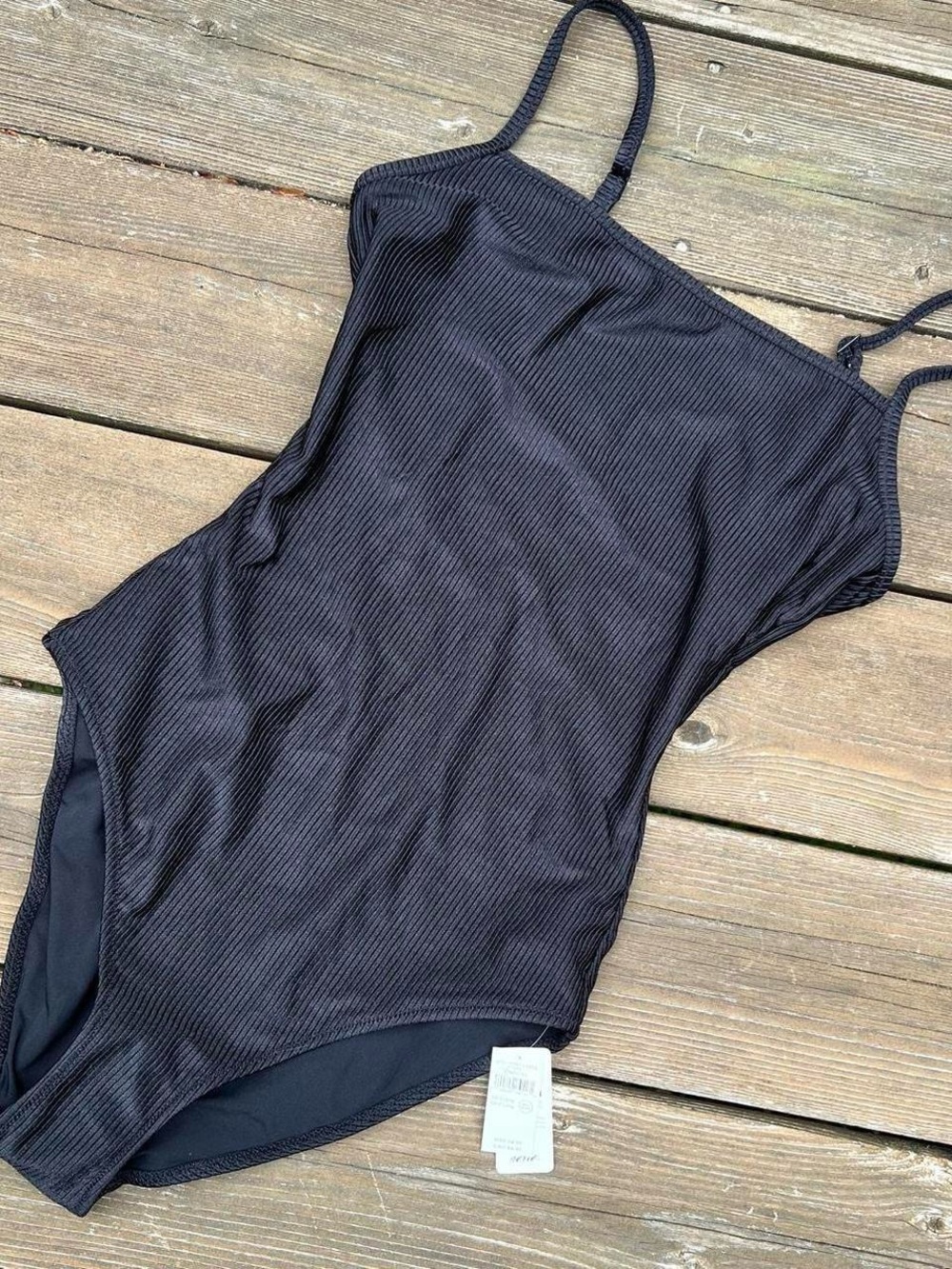 NWT’s Aerie Black Ribbed One-Piece Swimsuit - Classic Scoop